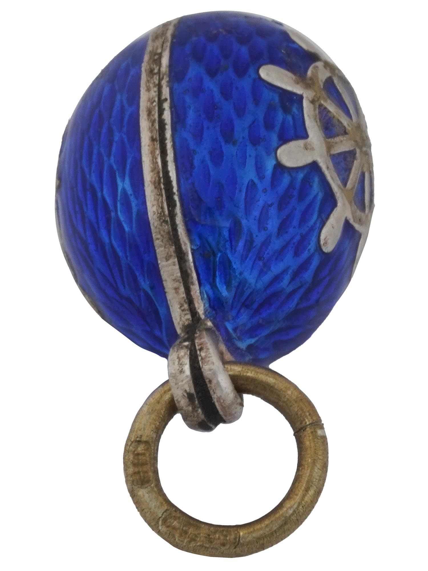 RUSSIAN SILVER ENAMEL EGG PENDANT WITH ANCHOR PIC-3